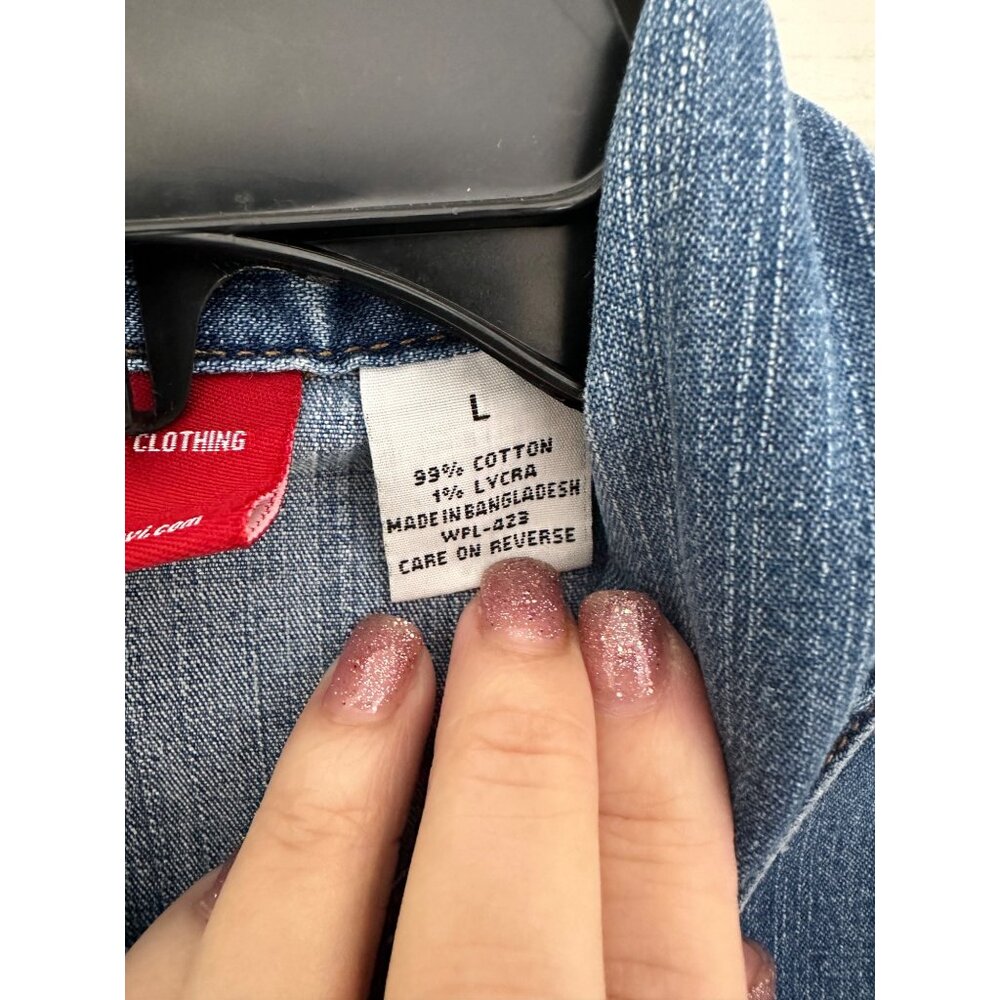 Vintage Levis Womens Western Large Denim Button-Down Long Sleeve Shirt Dress EUC - Picture 4 of 9